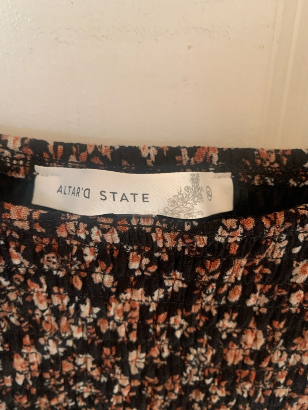 Altar'd State Black Floral Off-Shoulder Mini Dress Size XL - Picture 2 of 6